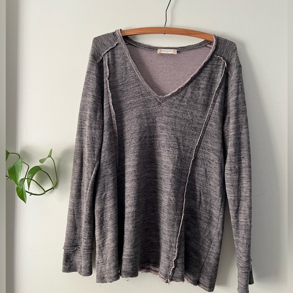Altar’d State Grey V neck Pullover Size S